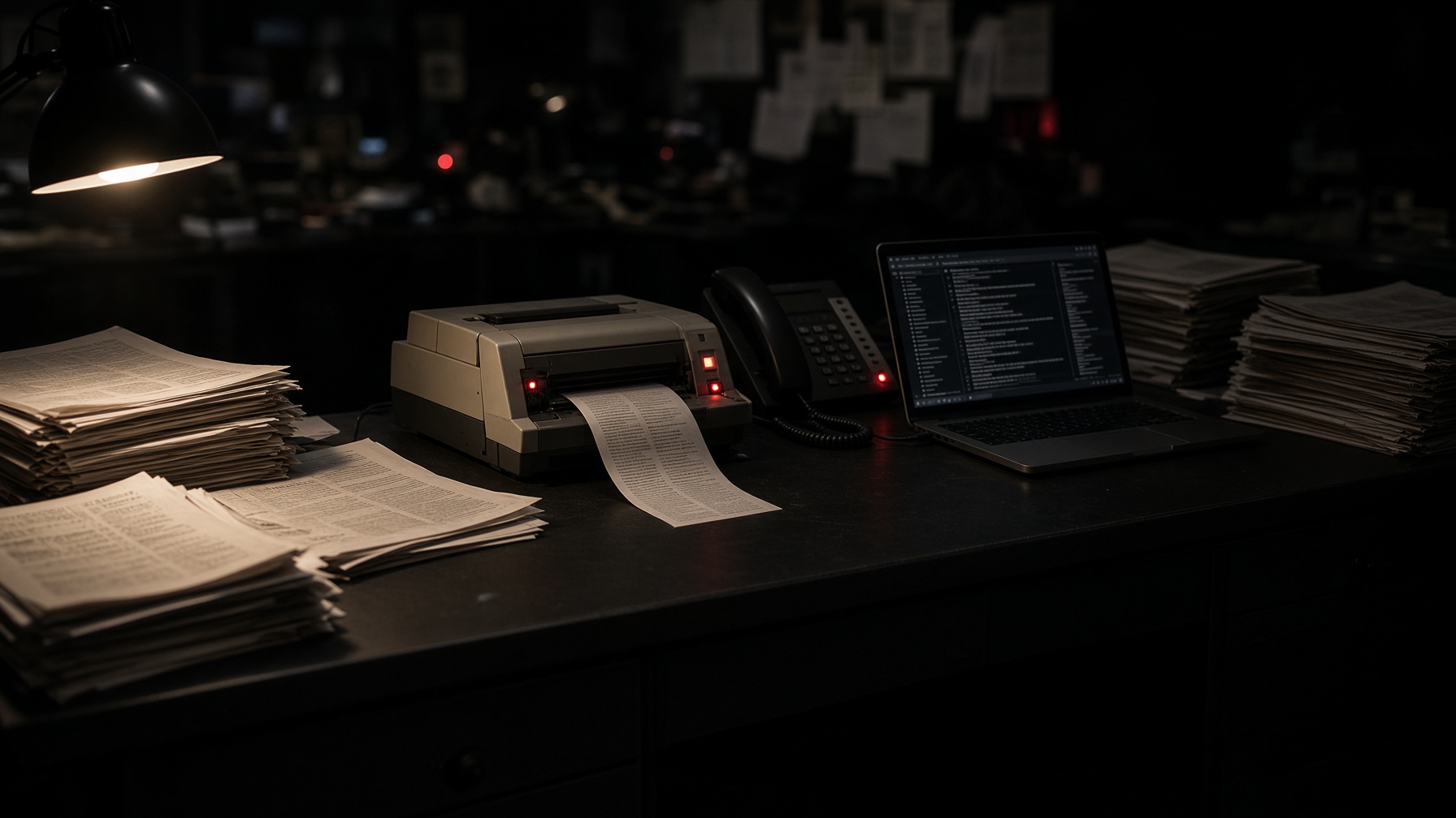 Press desk and wire copy